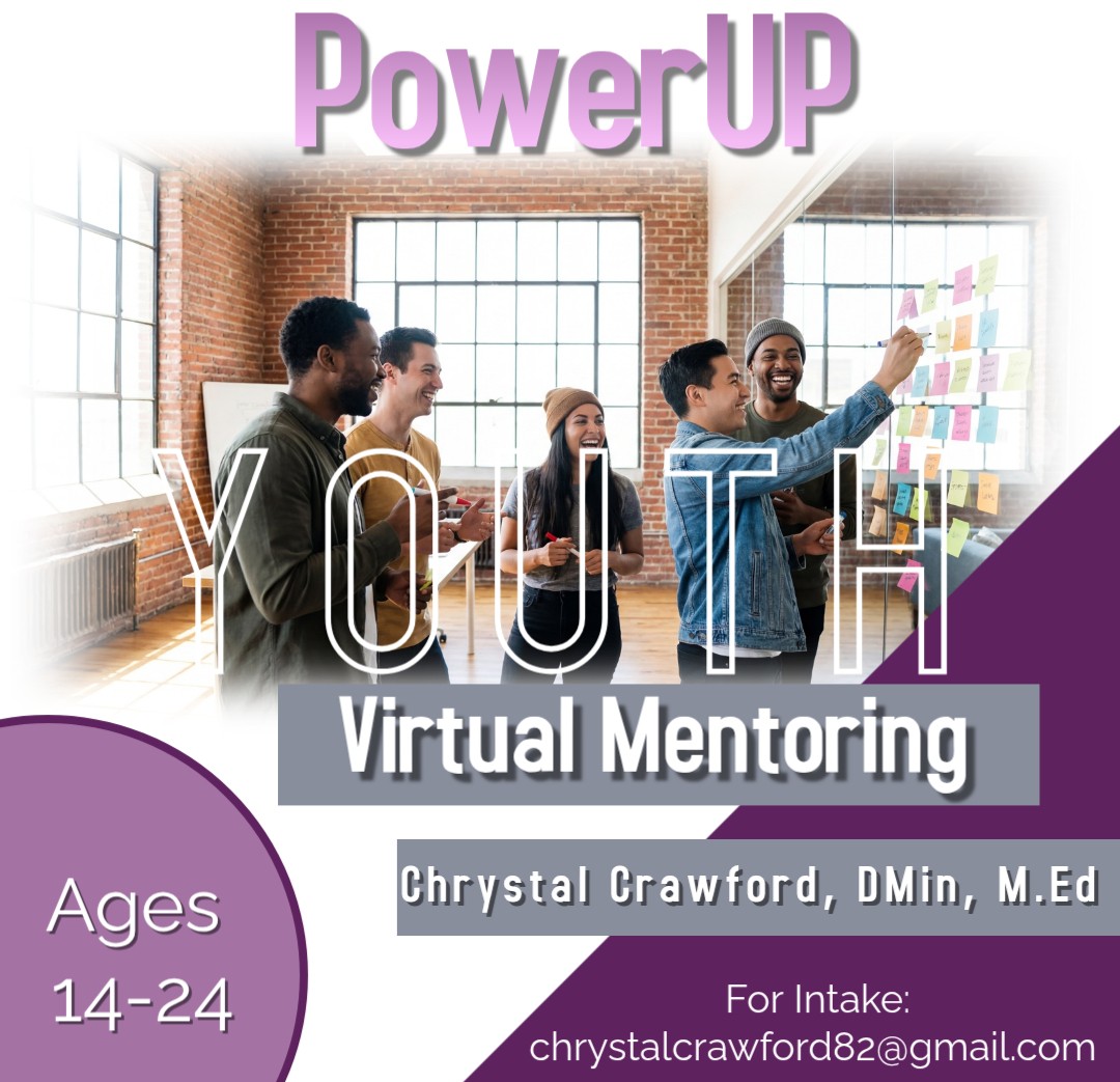 Group of diverse young people in a bright room with large windows, engaging in a mentoring activity with sticky notes.