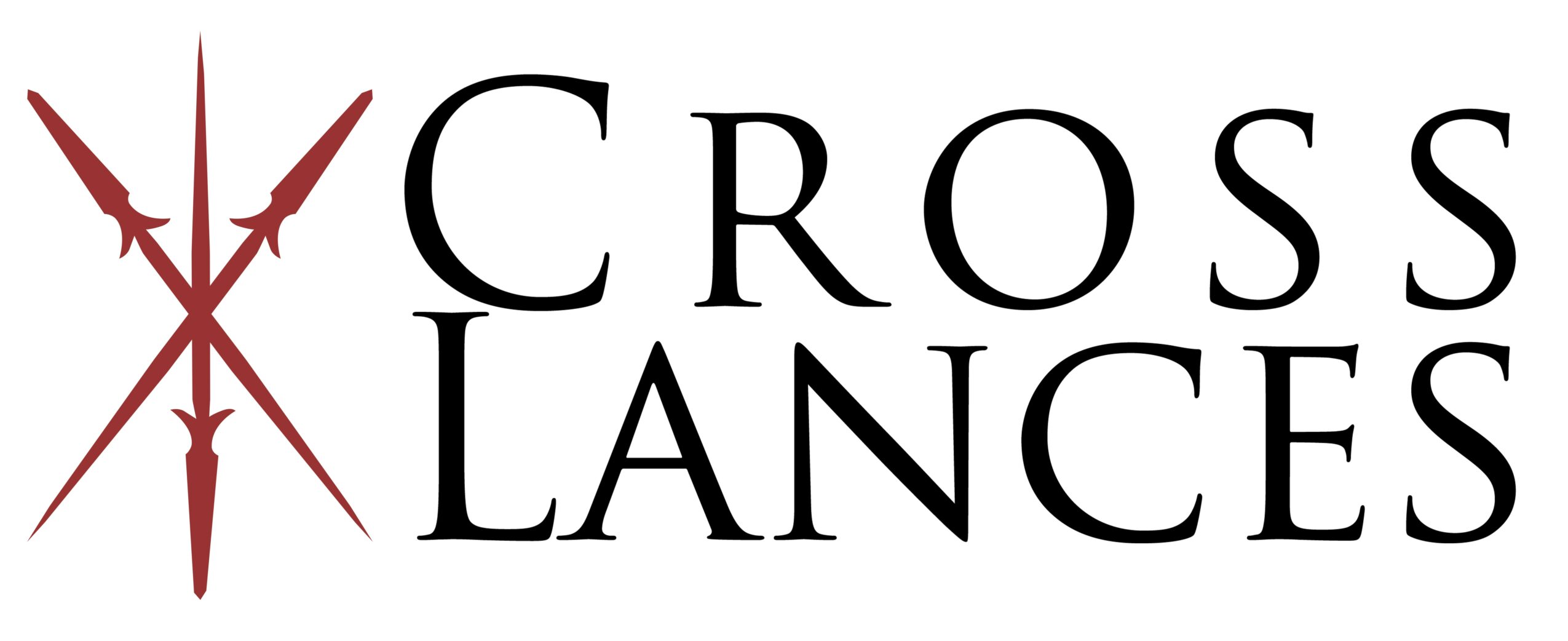 Logo with three red crossed spears and the words 'Cross Lances' in black.