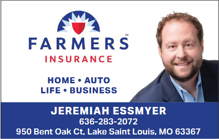 Farmer's Insurance logo with a smiling man, contact info, and services listed, on a white background.