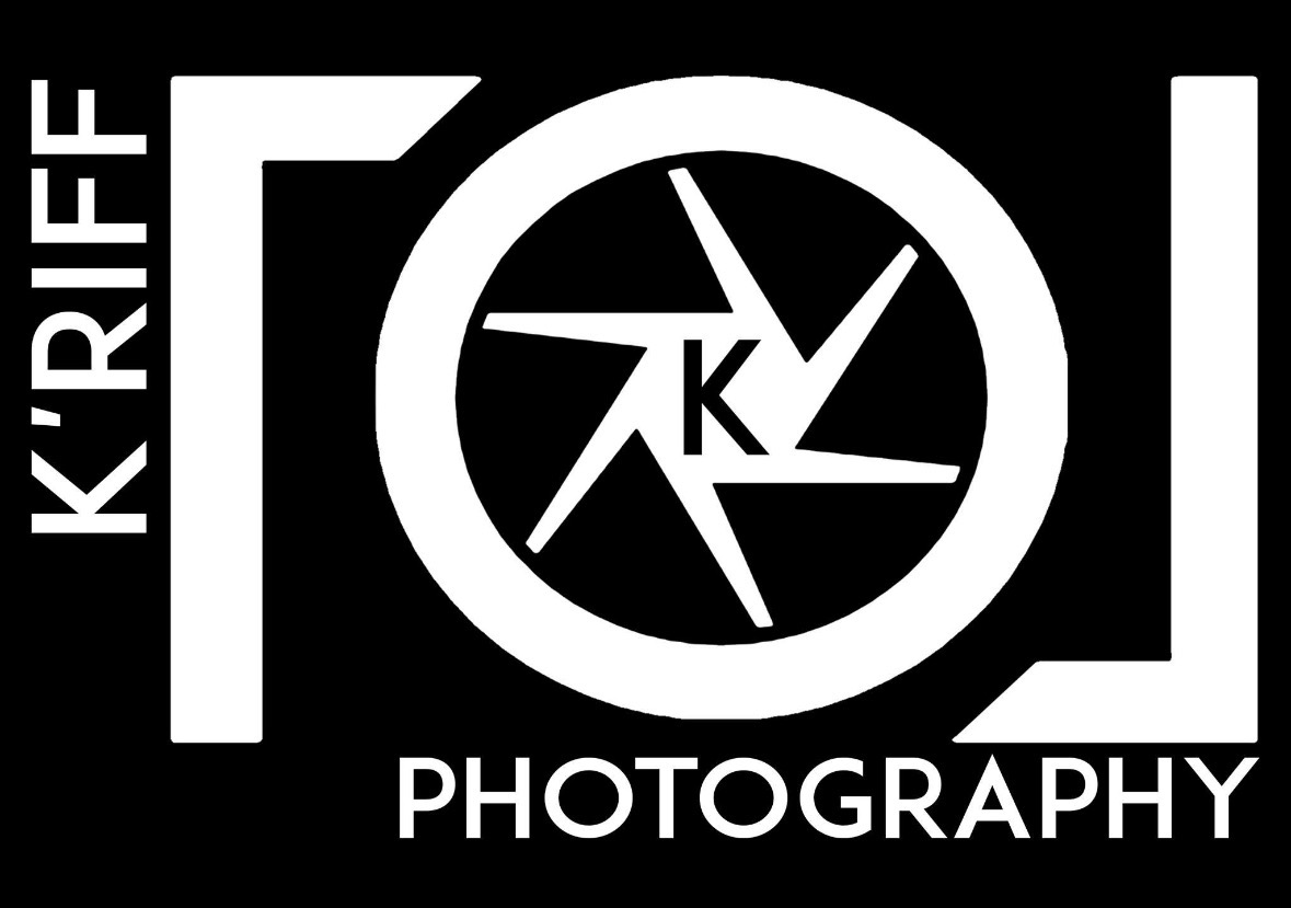 Logo with text 'K'RIFF, 'L'OT, PHOTOGRAPHY, and a circular design with a star and letter 'K' inside.