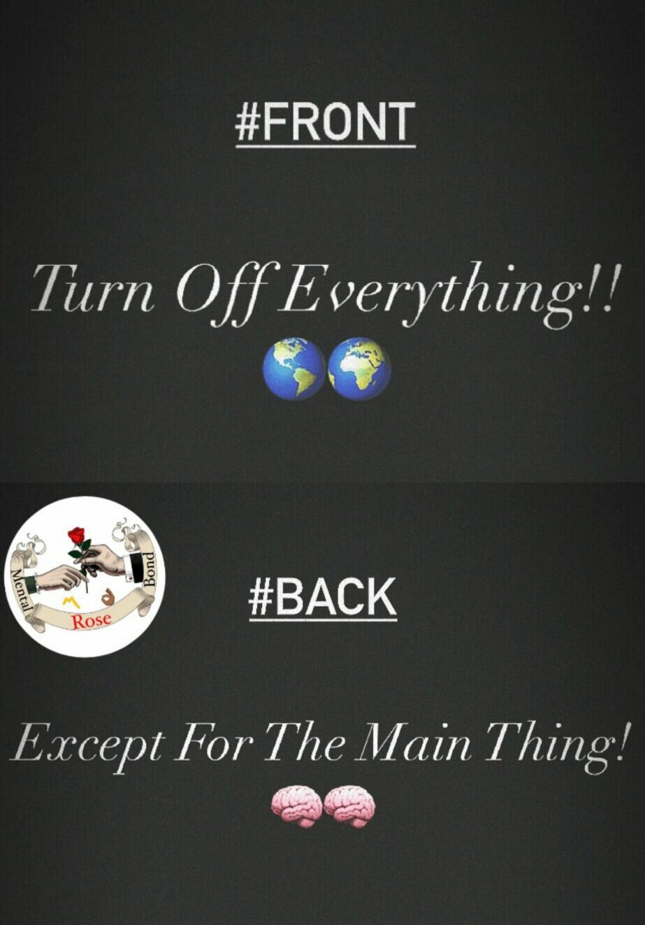 Text on dark background instructs to turn off everything except the main thing, with emojis. Word count: 20.