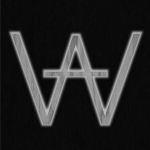 A stylized logo with overlapping white lines forming a geometric pattern on a black background.
